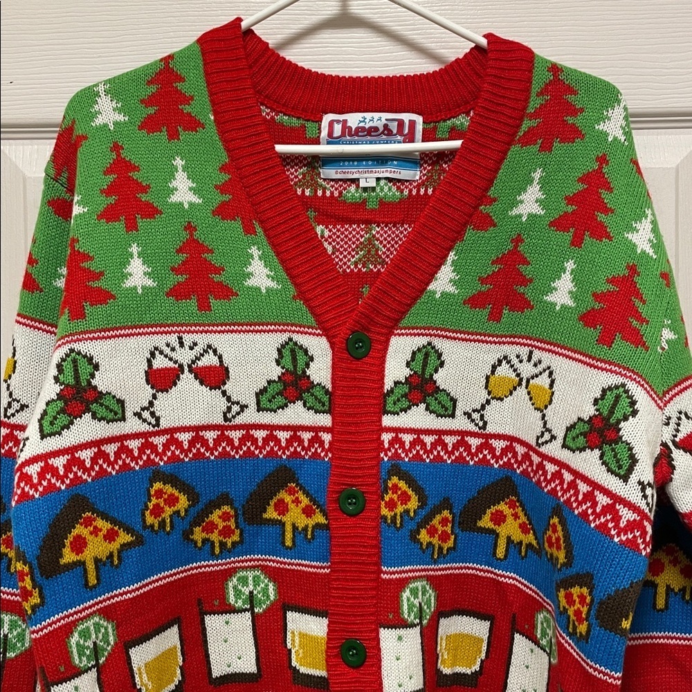 Cheesy | Christmas Jumpers |“Nightcap Before Christmas”|Cardigan |Size L |Unisex - Picture 3 of 16